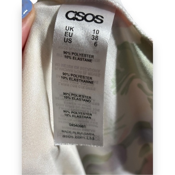 ASOS Mid-Length Sweetheart Neck Cinched Waist White With Floral Strapless Dress - Picture 2 of 15